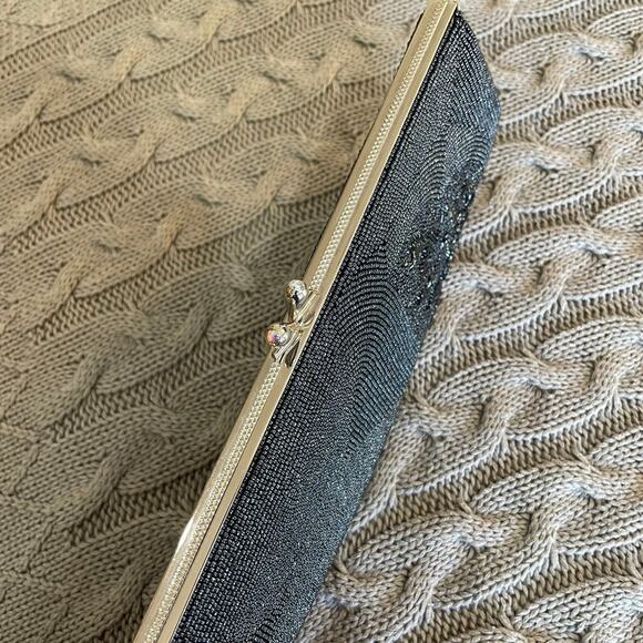 Vintage Charcoal/Black Beaded Clutch - Picture 6 of 12